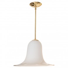 Brass pendant with bell form glass shade  